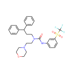 O=C(Nc1cccc(S(=O)(=O)C(F)(F)F)c1)N(CCC(c1ccccc1)c1ccccc1)CCN1CCOCC1 ZINC000095601443