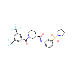 O=C(Nc1cccc(S(=O)(=O)N2CCCC2)c1)[C@@H]1CCCN(C(=O)c2cc(C(F)(F)F)cc(C(F)(F)F)c2)C1 ZINC000096272114