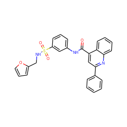 O=C(Nc1cccc(S(=O)(=O)NCc2ccco2)c1)c1cc(-c2ccccc2)nc2ccccc12 ZINC000008685600