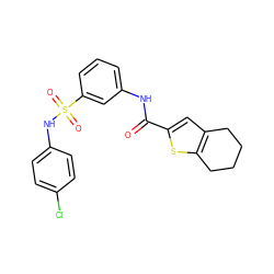 O=C(Nc1cccc(S(=O)(=O)Nc2ccc(Cl)cc2)c1)c1cc2c(s1)CCCC2 ZINC000008693875