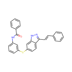 O=C(Nc1cccc(Sc2ccc3c(/C=C/c4ccccc4)n[nH]c3c2)c1)c1ccccc1 ZINC000143803971