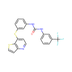 O=C(Nc1cccc(Sc2ccnc3ccsc23)c1)Nc1cccc(C(F)(F)F)c1 ZINC000473111884