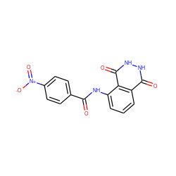 O=C(Nc1cccc2c(=O)[nH][nH]c(=O)c12)c1ccc([N+](=O)[O-])cc1 ZINC000016951754