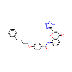 O=C(Nc1cccc2c(=O)cc(-c3nnn[nH]3)oc12)c1ccc(OCCCCc2ccccc2)cc1 ZINC000001542146