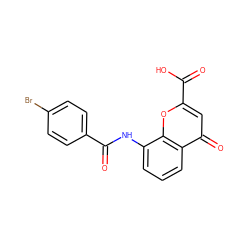 O=C(Nc1cccc2c(=O)cc(C(=O)O)oc12)c1ccc(Br)cc1 ZINC000096271897