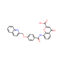 O=C(Nc1cccc2c(=O)cc(C(=O)O)oc12)c1ccc(OCc2ccc3ccccc3n2)cc1 ZINC000013804814