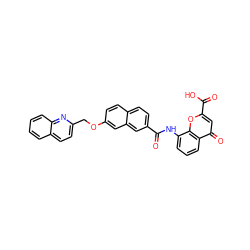 O=C(Nc1cccc2c(=O)cc(C(=O)O)oc12)c1ccc2ccc(OCc3ccc4ccccc4n3)cc2c1 ZINC000013804752