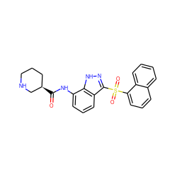 O=C(Nc1cccc2c(S(=O)(=O)c3cccc4ccccc34)n[nH]c12)[C@@H]1CCCNC1 ZINC000035277685