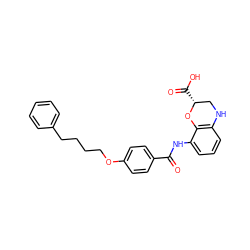 O=C(Nc1cccc2c1O[C@H](C(=O)O)CN2)c1ccc(OCCCCc2ccccc2)cc1 ZINC000222097539