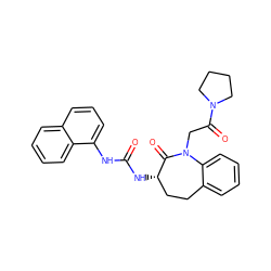 O=C(Nc1cccc2ccccc12)N[C@H]1CCc2ccccc2N(CC(=O)N2CCCC2)C1=O ZINC000001534231