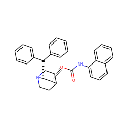 O=C(Nc1cccc2ccccc12)O[C@@H]1C2CCN(CC2)[C@@H]1C(c1ccccc1)c1ccccc1 ZINC000035985098