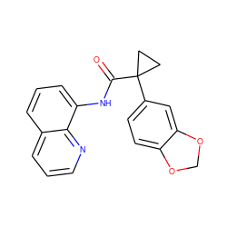 O=C(Nc1cccc2cccnc12)C1(c2ccc3c(c2)OCO3)CC1 ZINC000244530586