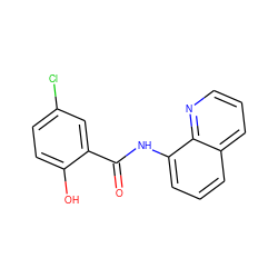 O=C(Nc1cccc2cccnc12)c1cc(Cl)ccc1O ZINC000021810129