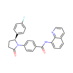 O=C(Nc1cccc2cccnc12)c1ccc(N2C(=O)CC[C@H]2c2ccc(F)cc2)cc1 ZINC000096909102