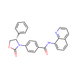 O=C(Nc1cccc2cccnc12)c1ccc(N2C(=O)OC[C@@H]2c2ccccc2)cc1 ZINC000096909104