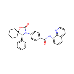 O=C(Nc1cccc2cccnc12)c1ccc(N2C(=O)OC3(CCCCC3)[C@@H]2c2ccccc2)cc1 ZINC000147808526