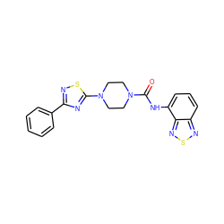 O=C(Nc1cccc2nsnc12)N1CCN(c2nc(-c3ccccc3)ns2)CC1 ZINC000040421769