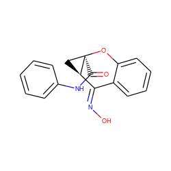 O=C(Nc1ccccc1)[C@@]12C[C@@H]1/C(=N/O)c1ccccc1O2 ZINC000007999025