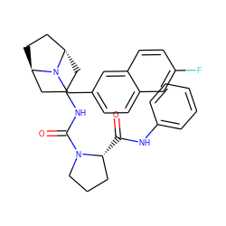 O=C(Nc1ccccc1)[C@@H]1CCCN1C(=O)NC1C[C@H]2CC[C@H](C1)N2Cc1ccc2cc(F)ccc2c1 ZINC000101513460