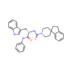 O=C(Nc1ccccc1)[C@H](Cc1c[nH]c2ccccc12)NC(=O)N1CCC2(CCc3ccccc32)CC1 ZINC000026377054