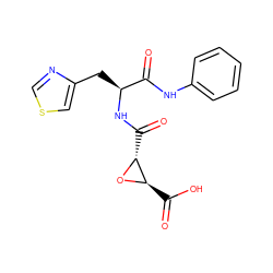 O=C(Nc1ccccc1)[C@H](Cc1cscn1)NC(=O)[C@H]1O[C@@H]1C(=O)O ZINC000096917580