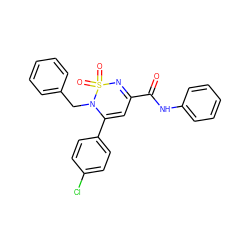 O=C(Nc1ccccc1)C1=NS(=O)(=O)N(Cc2ccccc2)C(c2ccc(Cl)cc2)=C1 ZINC000028876343