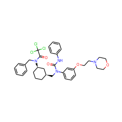 O=C(Nc1ccccc1)N(C[C@H]1CCC[C@@H](N(Cc2ccccc2)C(=O)C(Cl)(Cl)Cl)C1)c1cccc(OCCN2CCOCC2)c1 ZINC000049938413