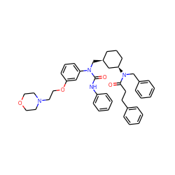 O=C(Nc1ccccc1)N(C[C@H]1CCC[C@@H](N(Cc2ccccc2)C(=O)CCc2ccccc2)C1)c1cccc(OCCN2CCOCC2)c1 ZINC000049938302