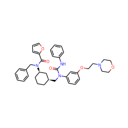 O=C(Nc1ccccc1)N(C[C@H]1CCC[C@@H](N(Cc2ccccc2)C(=O)c2ccco2)C1)c1cccc(OCCN2CCOCC2)c1 ZINC000036160510