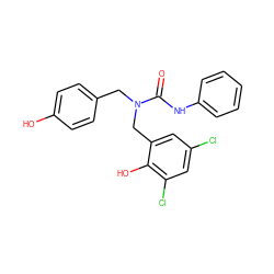 O=C(Nc1ccccc1)N(Cc1ccc(O)cc1)Cc1cc(Cl)cc(Cl)c1O ZINC000045339181