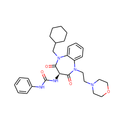 O=C(Nc1ccccc1)N[C@@H]1C(=O)N(CCN2CCOCC2)c2ccccc2N(CC2CCCCC2)C1=O ZINC000072178057