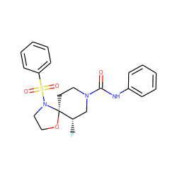 O=C(Nc1ccccc1)N1CC[C@@]2(OCCN2S(=O)(=O)c2ccccc2)[C@@H](F)C1 ZINC000073385895