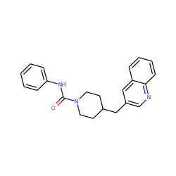 O=C(Nc1ccccc1)N1CCC(Cc2cnc3ccccc3c2)CC1 ZINC000027647189