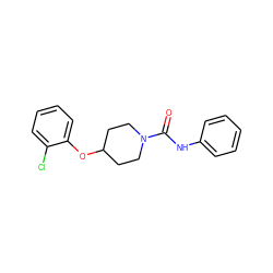 O=C(Nc1ccccc1)N1CCC(Oc2ccccc2Cl)CC1 ZINC000040893961