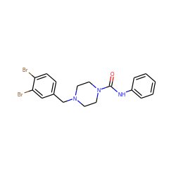 O=C(Nc1ccccc1)N1CCN(Cc2ccc(Br)c(Br)c2)CC1 ZINC000035998399