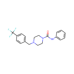 O=C(Nc1ccccc1)N1CCN(Cc2ccc(C(F)(F)F)cc2)CC1 ZINC000017744400