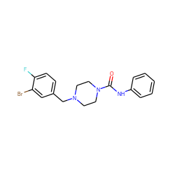 O=C(Nc1ccccc1)N1CCN(Cc2ccc(F)c(Br)c2)CC1 ZINC000038209426