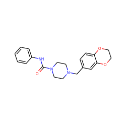 O=C(Nc1ccccc1)N1CCN(Cc2ccc3c(c2)OCCO3)CC1 ZINC000024365484