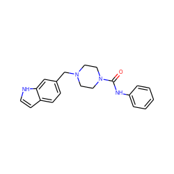 O=C(Nc1ccccc1)N1CCN(Cc2ccc3cc[nH]c3c2)CC1 ZINC000137391878