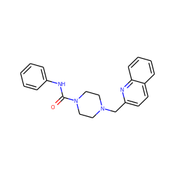 O=C(Nc1ccccc1)N1CCN(Cc2ccc3ccccc3n2)CC1 ZINC000027647183