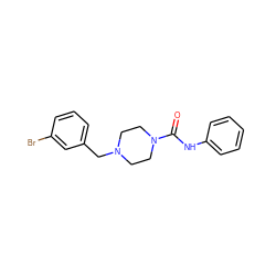 O=C(Nc1ccccc1)N1CCN(Cc2cccc(Br)c2)CC1 ZINC000020543783