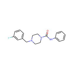 O=C(Nc1ccccc1)N1CCN(Cc2cccc(F)c2)CC1 ZINC000095557206