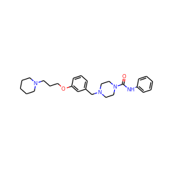 O=C(Nc1ccccc1)N1CCN(Cc2cccc(OCCCN3CCCCC3)c2)CC1 ZINC000200261405