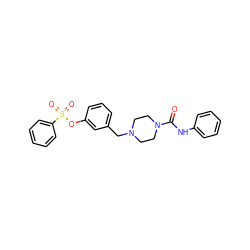 O=C(Nc1ccccc1)N1CCN(Cc2cccc(OS(=O)(=O)c3ccccc3)c2)CC1 ZINC000200260694