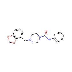 O=C(Nc1ccccc1)N1CCN(Cc2cccc3c2OCO3)CC1 ZINC000035857936