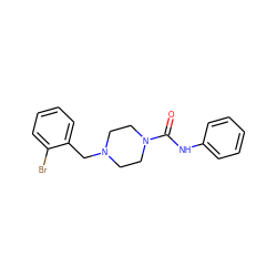 O=C(Nc1ccccc1)N1CCN(Cc2ccccc2Br)CC1 ZINC000038209056