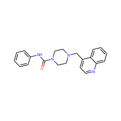 O=C(Nc1ccccc1)N1CCN(Cc2ccnc3ccccc23)CC1 ZINC000136437692