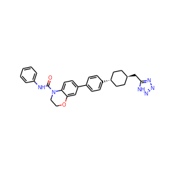 O=C(Nc1ccccc1)N1CCOc2cc(-c3ccc([C@H]4CC[C@H](Cc5nnn[nH]5)CC4)cc3)ccc21 ZINC000261077333