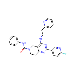 O=C(Nc1ccccc1)N1CCc2nc(-c3ccc(F)nc3)nc(NCCc3ccccn3)c2C1 ZINC000141033863