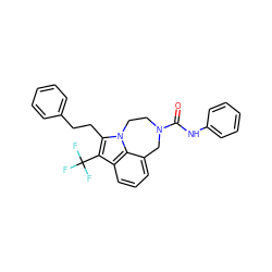 O=C(Nc1ccccc1)N1CCn2c(CCc3ccccc3)c(C(F)(F)F)c3cccc(c32)C1 ZINC000146231743